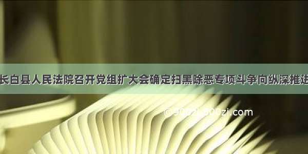 长白县人民法院召开党组扩大会确定扫黑除恶专项斗争向纵深推进