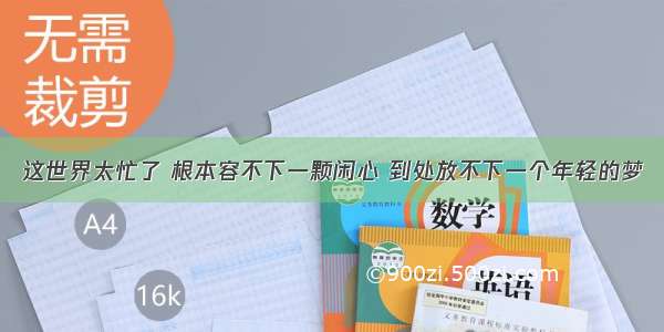 这世界太忙了 根本容不下一颗闲心 到处放不下一个年轻的梦