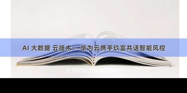 AI 大数据 云技术——华为云携手玖富共话智能风控