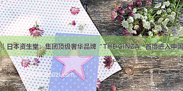 高管对话｜日本资生堂：集团顶级奢华品牌“THE GINZA”首度进入中国内地市场