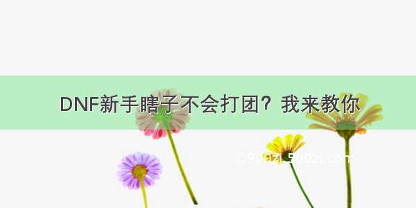 DNF新手瞎子不会打团？我来教你