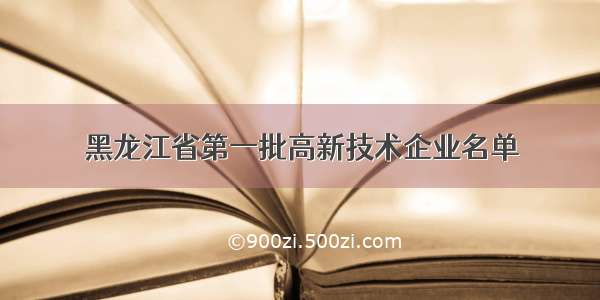 黑龙江省第一批高新技术企业名单