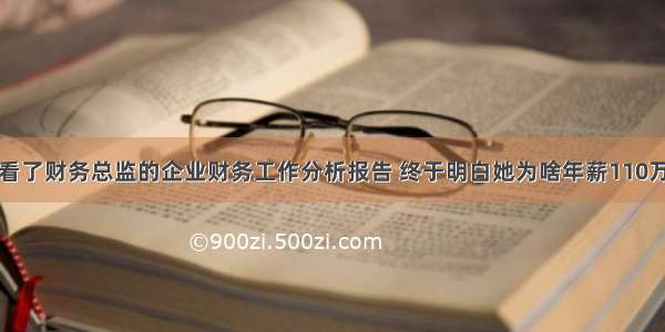 看了财务总监的企业财务工作分析报告 终于明白她为啥年薪110万