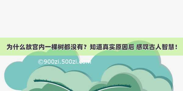 为什么故宫内一棵树都没有？知道真实原因后 感叹古人智慧！