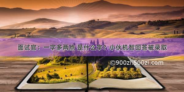 面试官：一字多两点 是什么字？小伙机智回答被录取