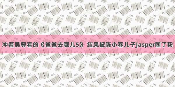 冲着吴尊看的《爸爸去哪儿5》 结果被陈小春儿子Jasper圈了粉