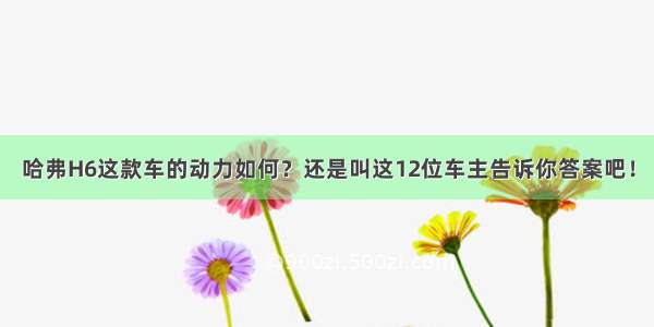 哈弗H6这款车的动力如何？还是叫这12位车主告诉你答案吧！