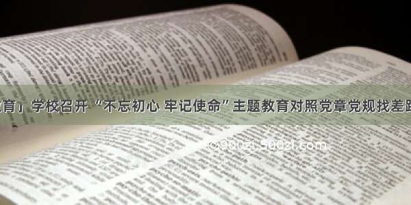 「主题教育」学校召开 “不忘初心 牢记使命”主题教育对照党章党规找差距专题会议