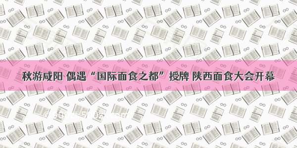 秋游咸阳 偶遇“国际面食之都”授牌 陕西面食大会开幕