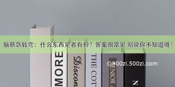 脑筋急转弯：什么东西见者有份？答案很常见 别说你不知道哦！