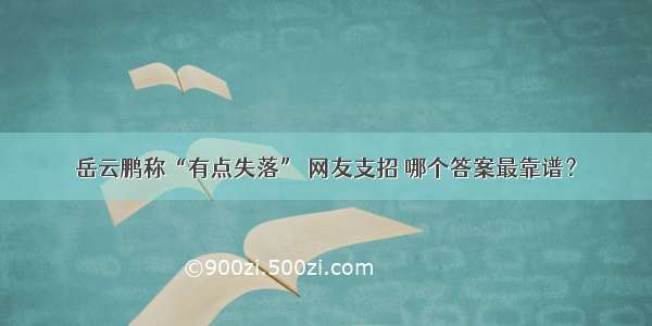 岳云鹏称“有点失落” 网友支招 哪个答案最靠谱？