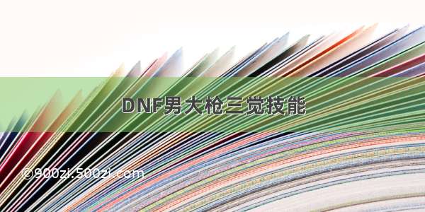 DNF男大枪三觉技能