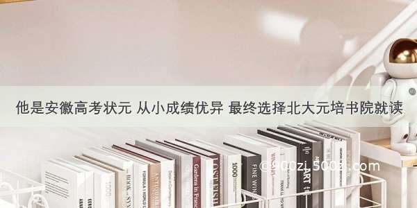 他是安徽高考状元 从小成绩优异 最终选择北大元培书院就读