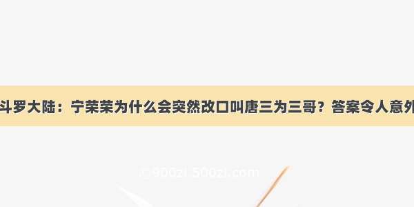 斗罗大陆：宁荣荣为什么会突然改口叫唐三为三哥？答案令人意外