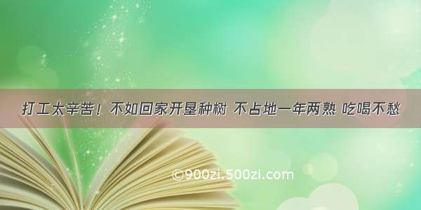 打工太辛苦！不如回家开垦种树 不占地一年两熟 吃喝不愁