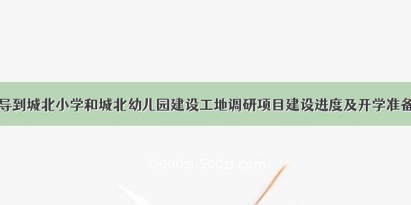 市领导到城北小学和城北幼儿园建设工地调研项目建设进度及开学准备工作