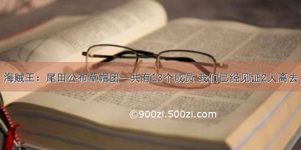 海贼王：尾田公布草帽团一共有13个成员 我们已经见证2人离去