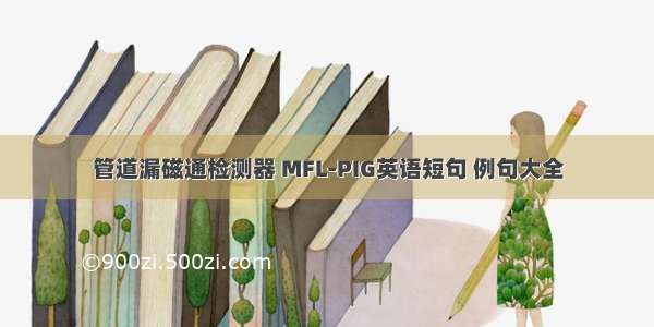 管道漏磁通检测器 MFL-PIG英语短句 例句大全