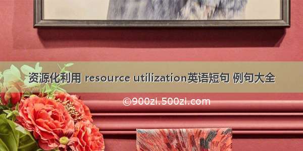 资源化利用 resource utilization英语短句 例句大全