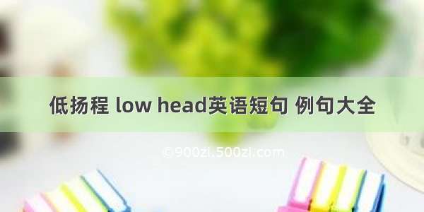 低扬程 low head英语短句 例句大全