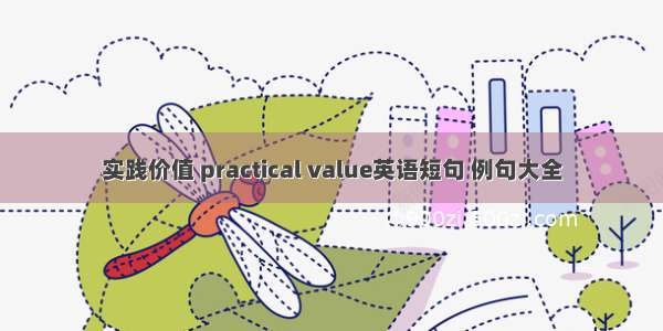 实践价值 practical value英语短句 例句大全