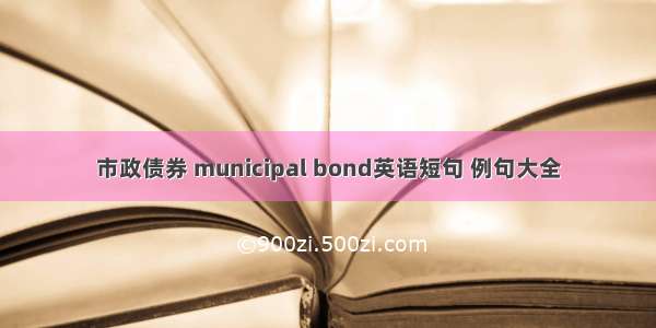 市政债券 municipal bond英语短句 例句大全