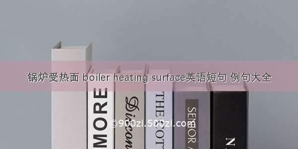 锅炉受热面 boiler heating surface英语短句 例句大全