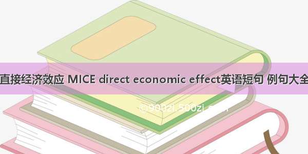 直接经济效应 MICE direct economic effect英语短句 例句大全