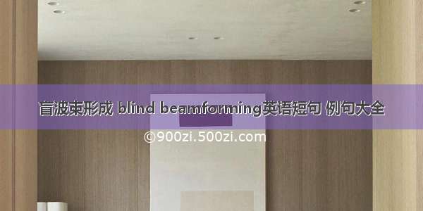 盲波束形成 blind beamforming英语短句 例句大全