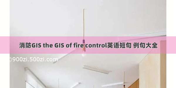 消防GIS the GIS of fire control英语短句 例句大全