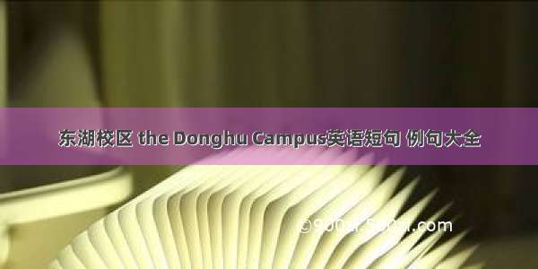 东湖校区 the Donghu Campus英语短句 例句大全