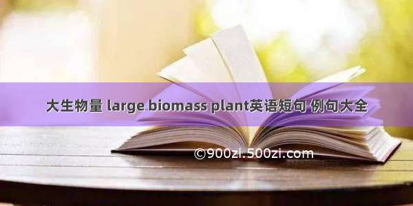 大生物量 large biomass plant英语短句 例句大全