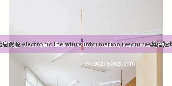 电子文献信息资源 electronic literature information resources英语短句 例句大全