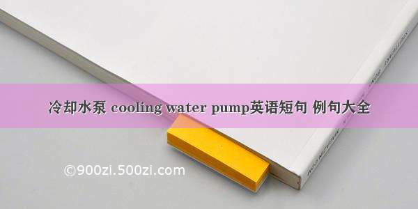 冷却水泵 cooling water pump英语短句 例句大全