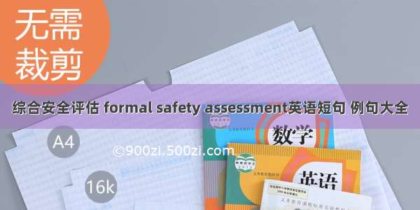 综合安全评估 formal safety assessment英语短句 例句大全