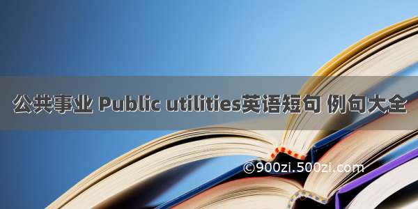 公共事业 Public utilities英语短句 例句大全