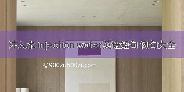 注入水 injection water英语短句 例句大全