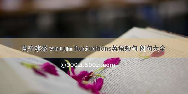 真空涨落 vacuum fluctuations英语短句 例句大全