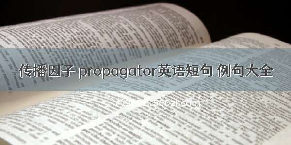 传播因子 propagator英语短句 例句大全