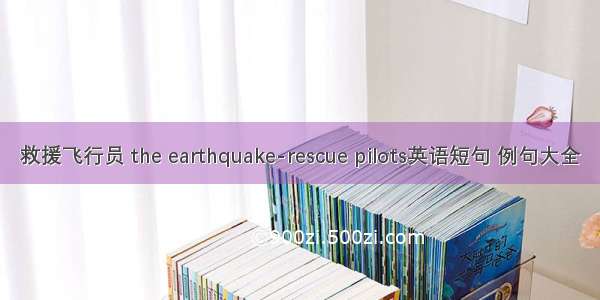救援飞行员 the earthquake-rescue pilots英语短句 例句大全