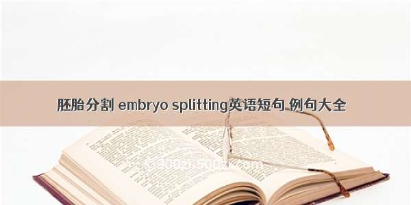 胚胎分割 embryo splitting英语短句 例句大全