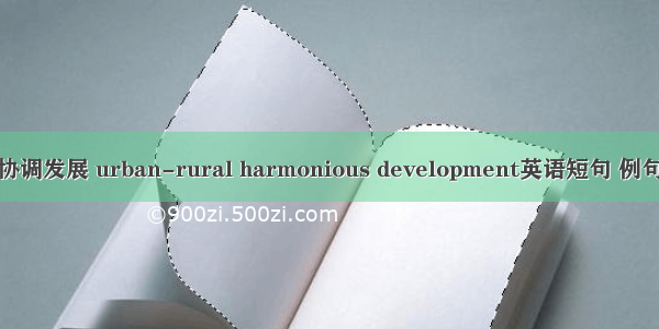 城乡协调发展 urban-rural harmonious development英语短句 例句大全