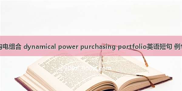 动态购电组合 dynamical power purchasing portfolio英语短句 例句大全