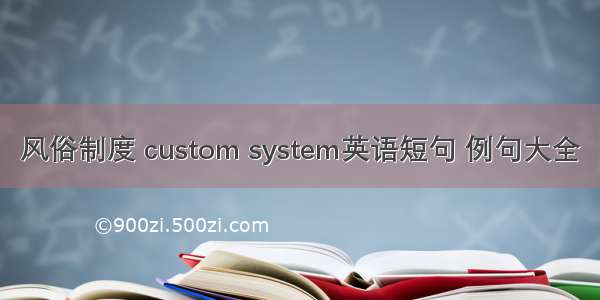 风俗制度 custom system英语短句 例句大全