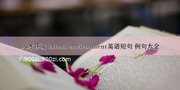 人才环境 talent environment英语短句 例句大全