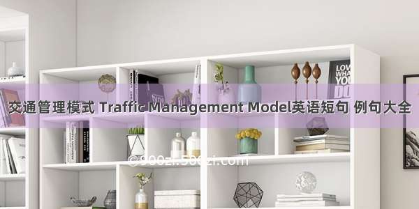 交通管理模式 Traffic Management Model英语短句 例句大全