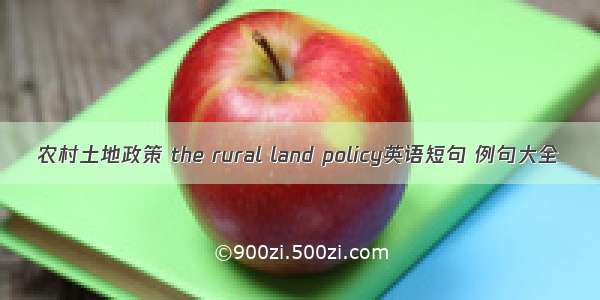 农村土地政策 the rural land policy英语短句 例句大全