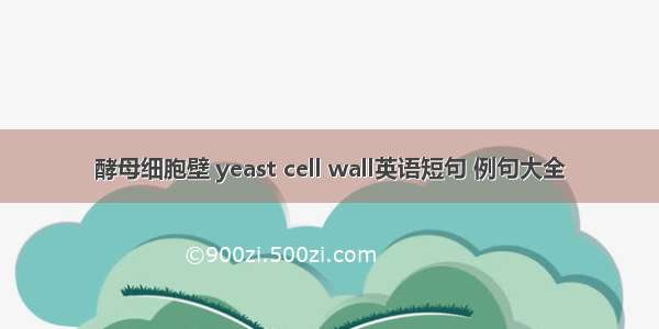 酵母细胞壁 yeast cell wall英语短句 例句大全