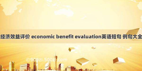 经济效益评价 economic benefit evaluation英语短句 例句大全