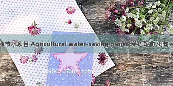 农业节水项目 Agricultural water-saving project英语短句 例句大全
